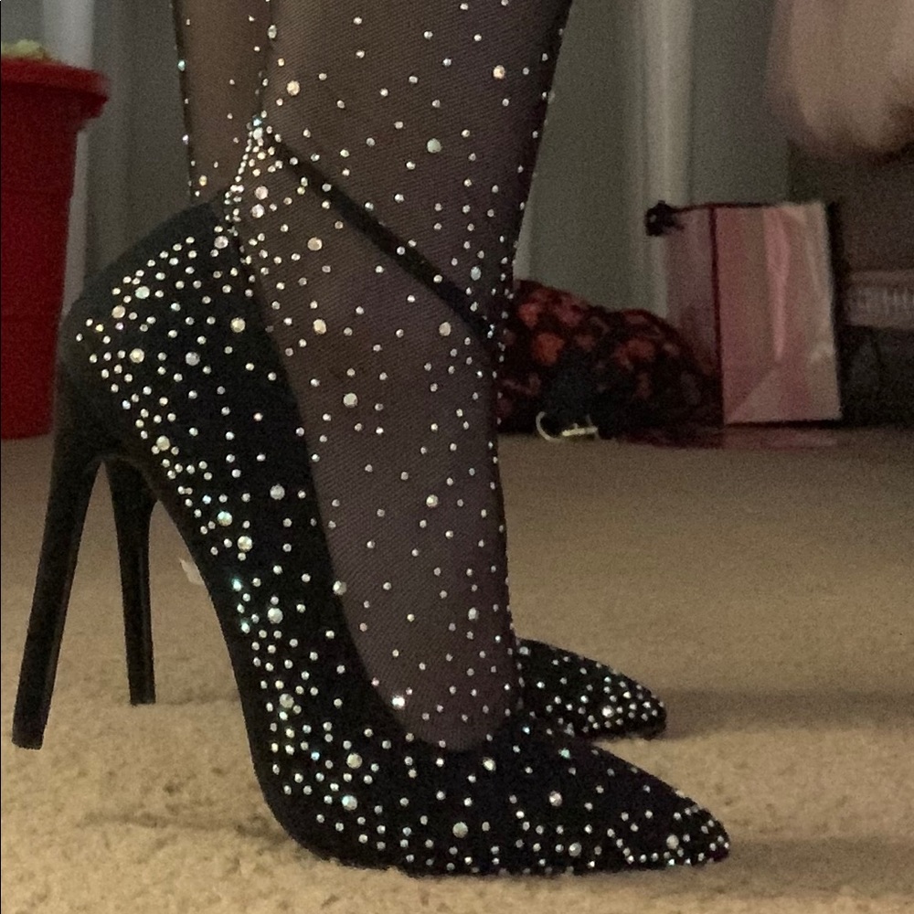 Forever 21 Mesh, rhinestone thigh high heels!
